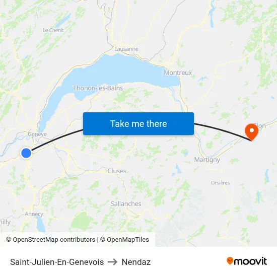 Saint-Julien-En-Genevois to Nendaz map