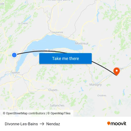 Divonne-Les-Bains to Nendaz map