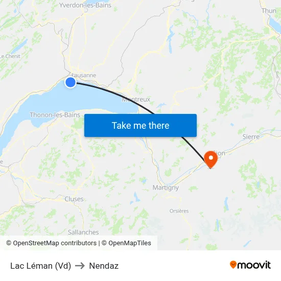 Lac Léman (Vd) to Nendaz map