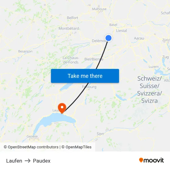 Laufen to Paudex map