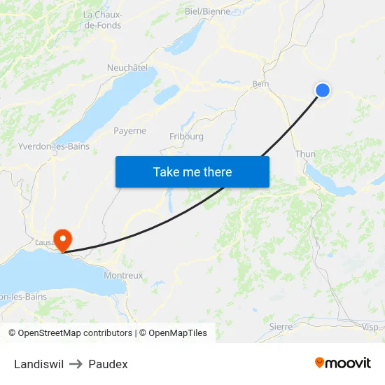 Landiswil to Paudex map