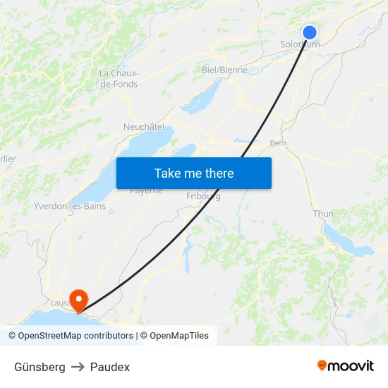 Günsberg to Paudex map