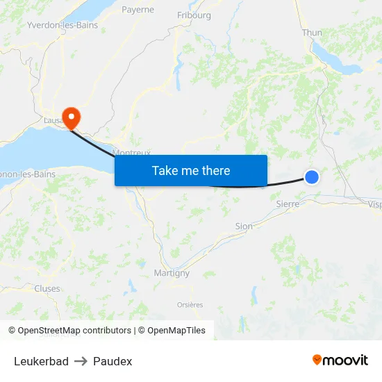 Leukerbad to Paudex map