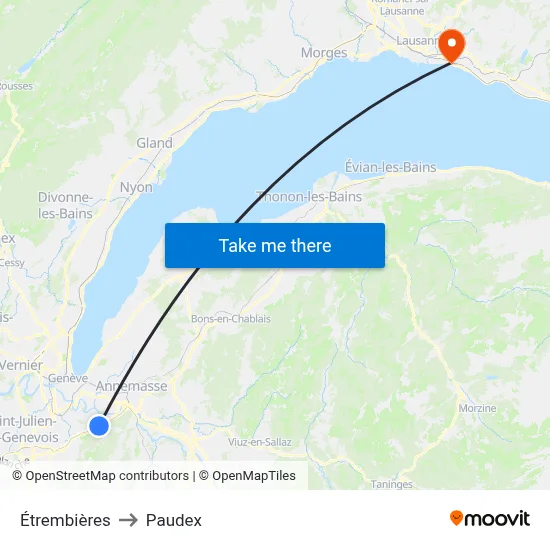 Étrembières to Paudex map