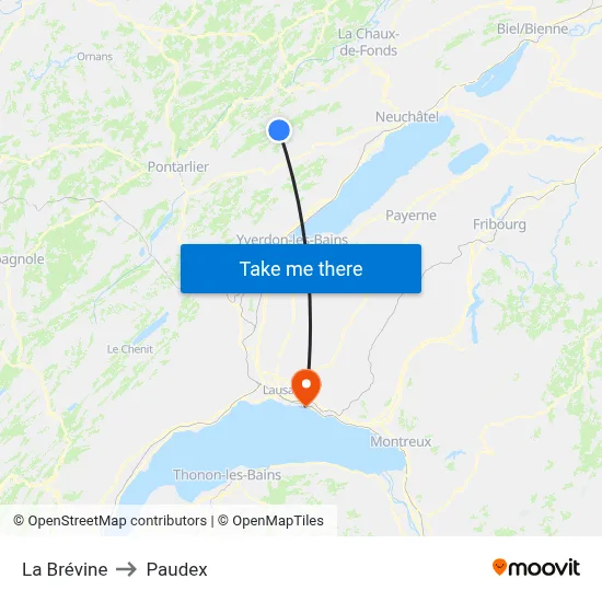 La Brévine to Paudex map