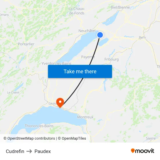 Cudrefin to Paudex map