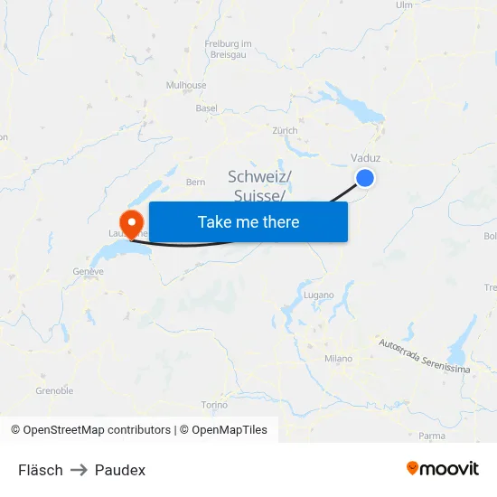 Fläsch to Paudex map