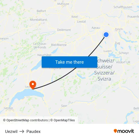 Uezwil to Paudex map