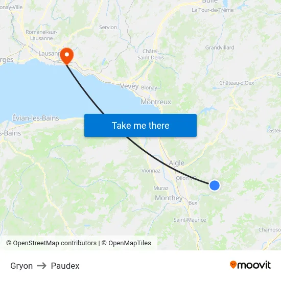 Gryon to Paudex map
