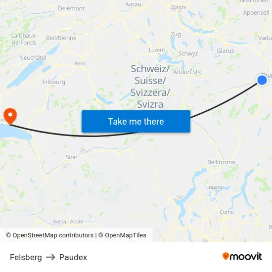 Felsberg to Paudex map