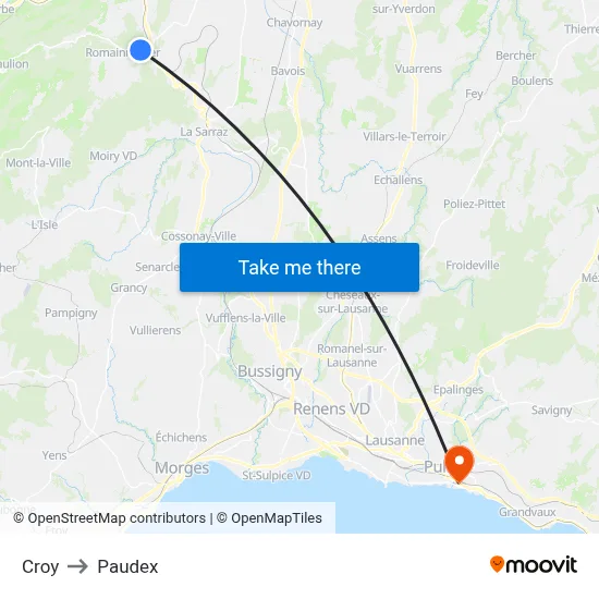 Croy to Paudex map