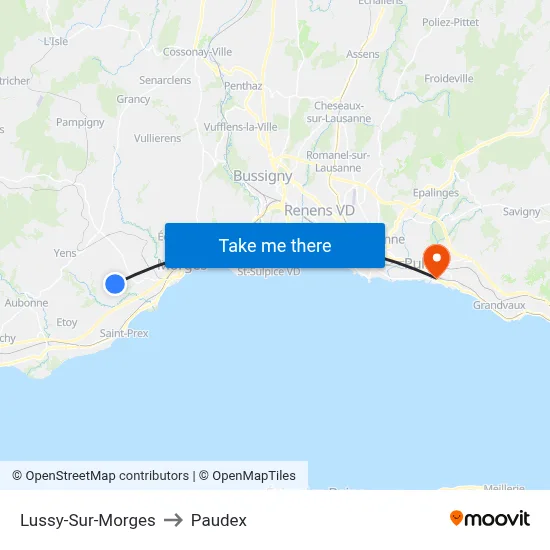 Lussy-Sur-Morges to Paudex map