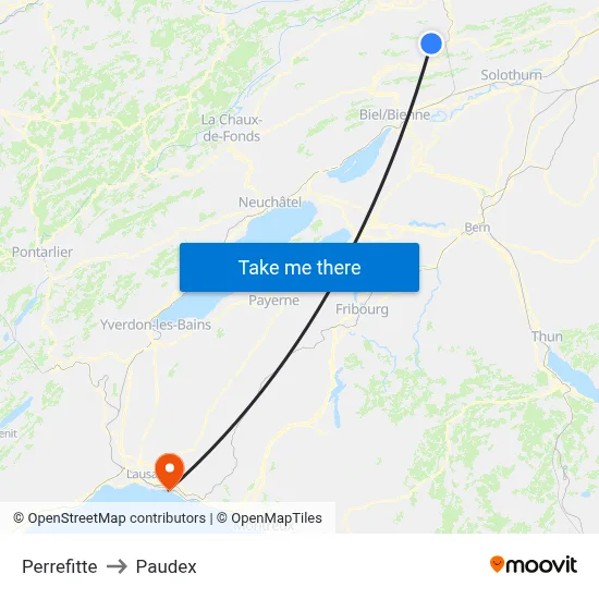 Perrefitte to Paudex map