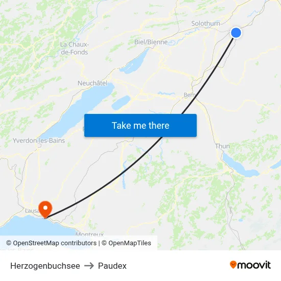 Herzogenbuchsee to Paudex map