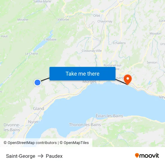 Saint-George to Paudex map
