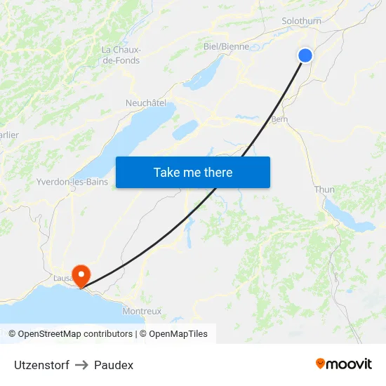 Utzenstorf to Paudex map
