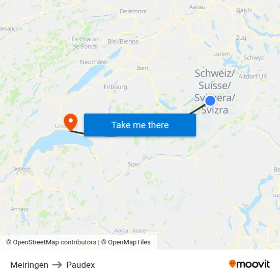 Meiringen to Paudex map