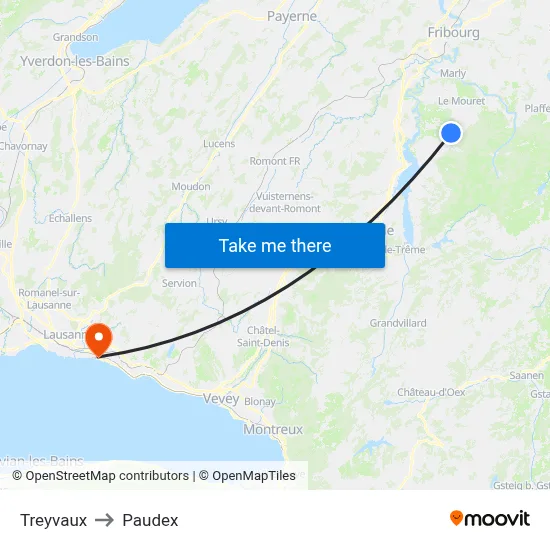 Treyvaux to Paudex map