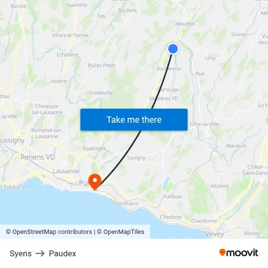 Syens to Paudex map