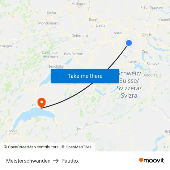 Meisterschwanden to Paudex map