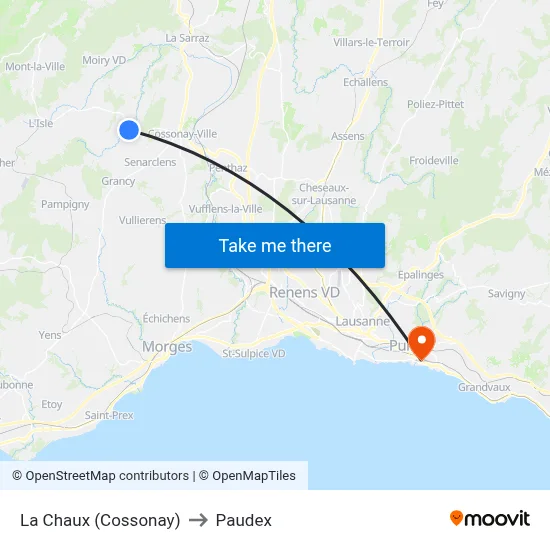 La Chaux (Cossonay) to Paudex map