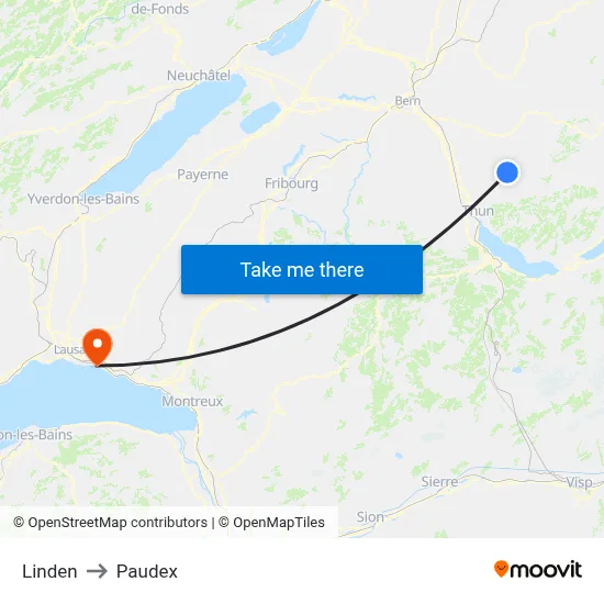 Linden to Paudex map