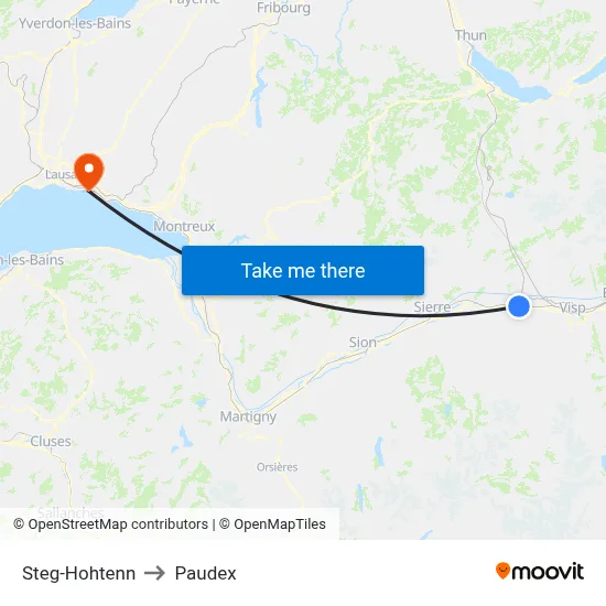 Steg-Hohtenn to Paudex map