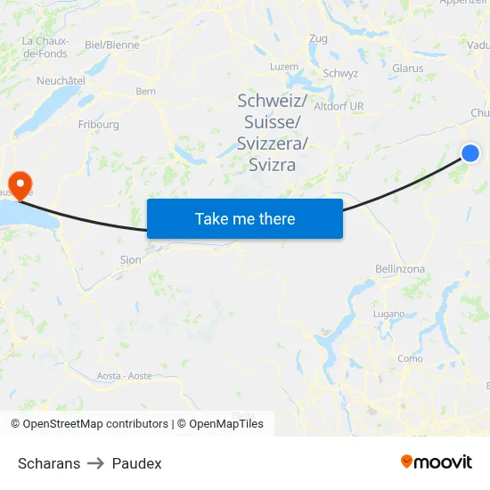Scharans to Paudex map