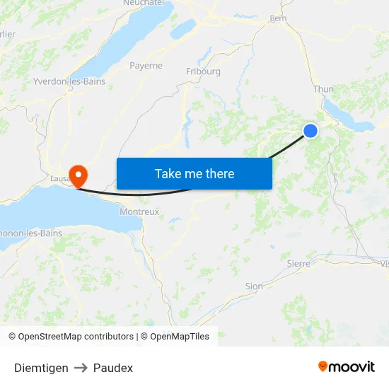 Diemtigen to Paudex map