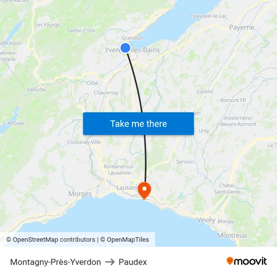 Montagny-Près-Yverdon to Paudex map