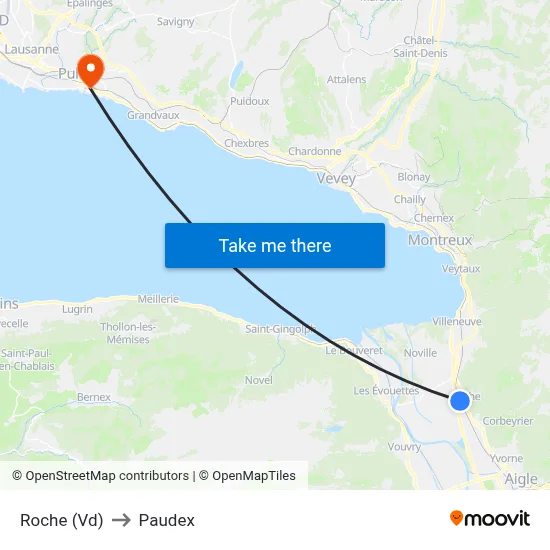 Roche (Vd) to Paudex map