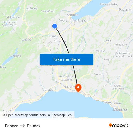 Rances to Paudex map