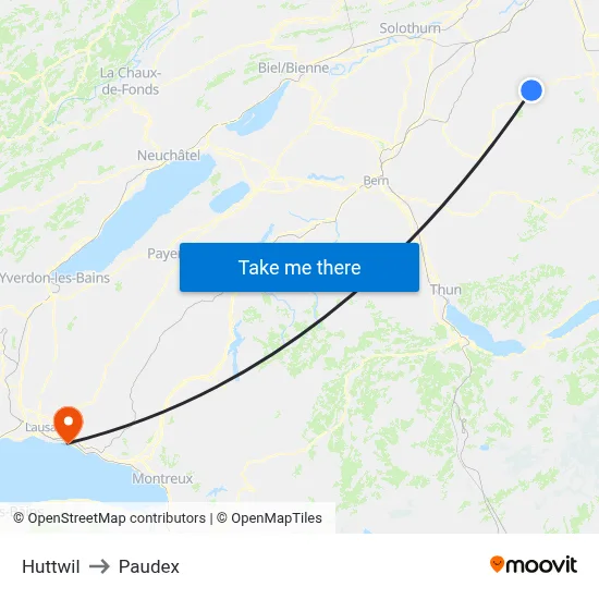 Huttwil to Paudex map
