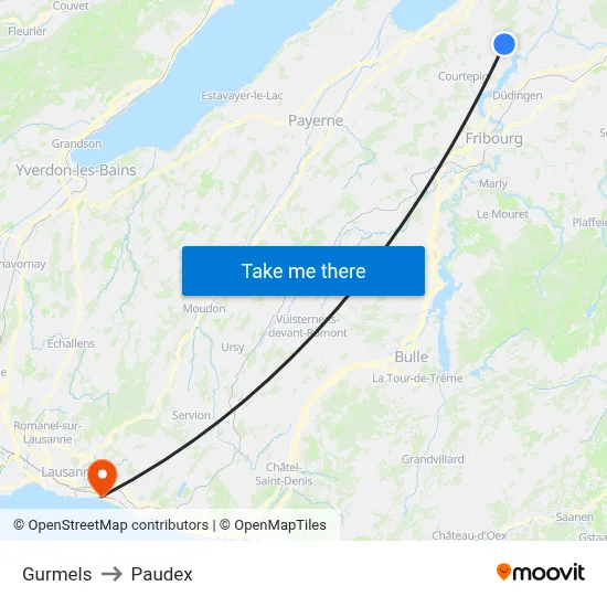 Gurmels to Paudex map