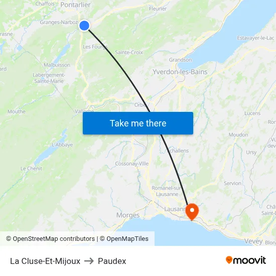 La Cluse-Et-Mijoux to Paudex map
