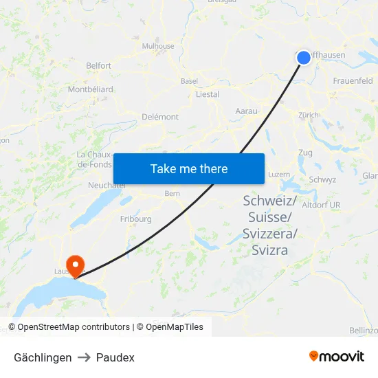 Gächlingen to Paudex map