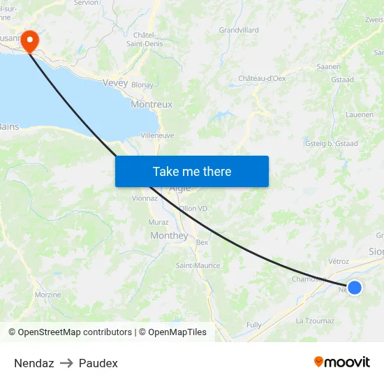 Nendaz to Paudex map