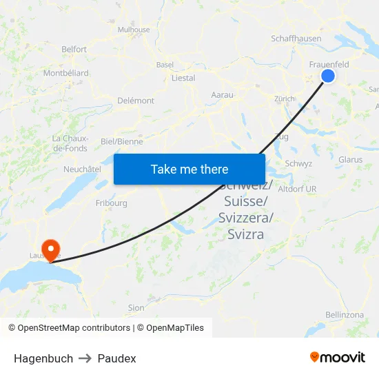 Hagenbuch to Paudex map