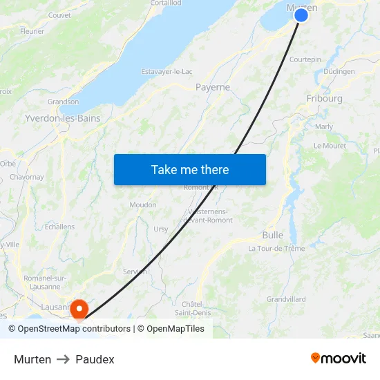 Murten to Paudex map