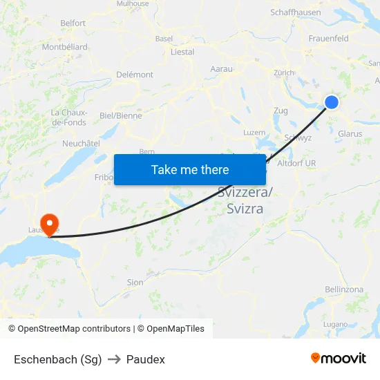 Eschenbach (Sg) to Paudex map