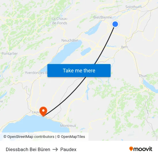 Diessbach Bei Büren to Paudex map