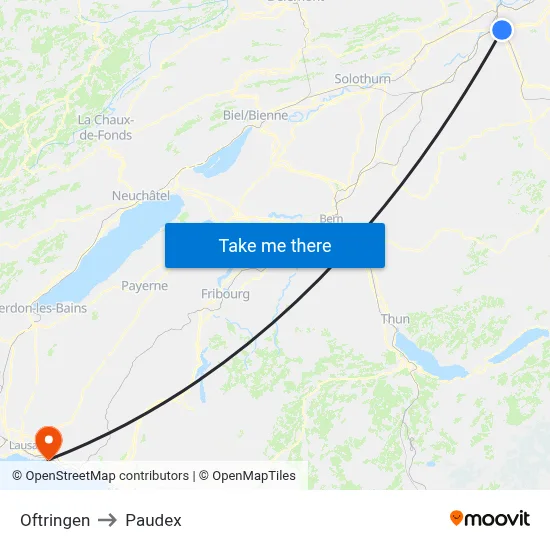 Oftringen to Paudex map