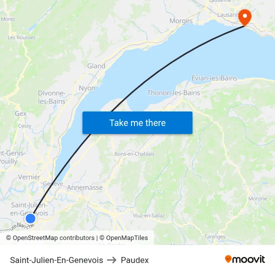 Saint-Julien-En-Genevois to Paudex map