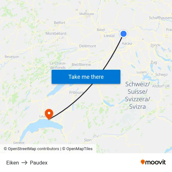Eiken to Paudex map