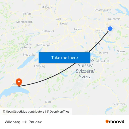 Wildberg to Paudex map