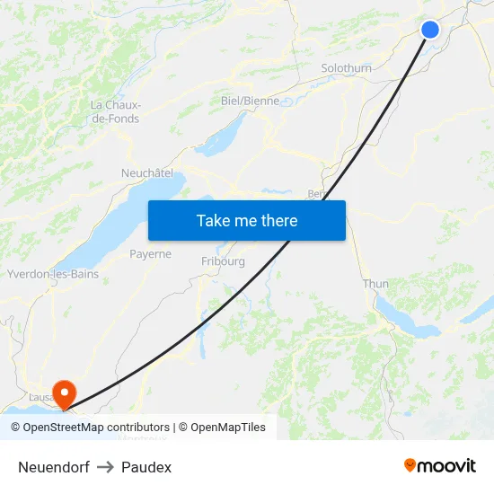 Neuendorf to Paudex map