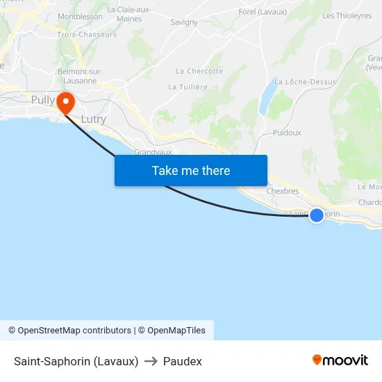 Saint-Saphorin (Lavaux) to Paudex map