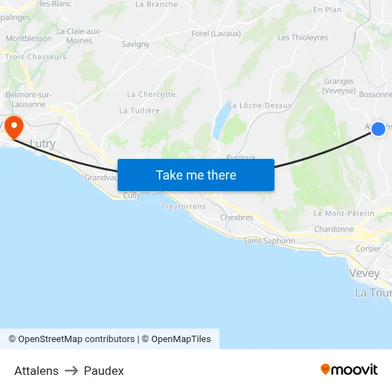 Attalens to Paudex map