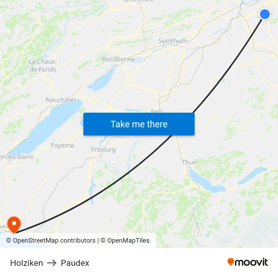 Holziken to Paudex map