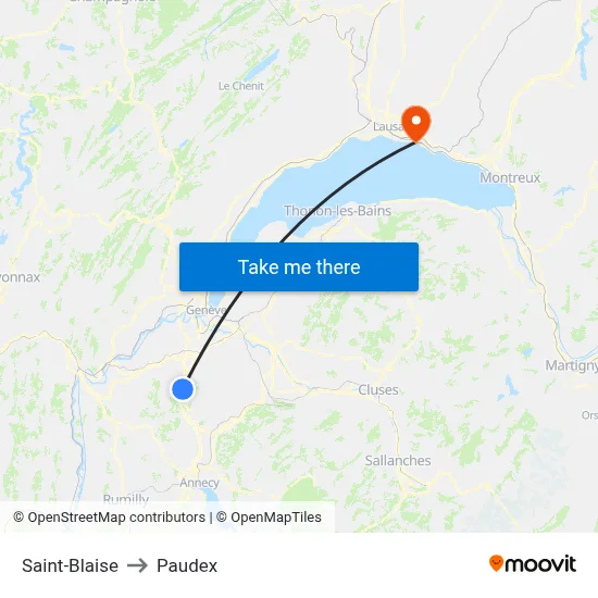 Saint-Blaise to Paudex map